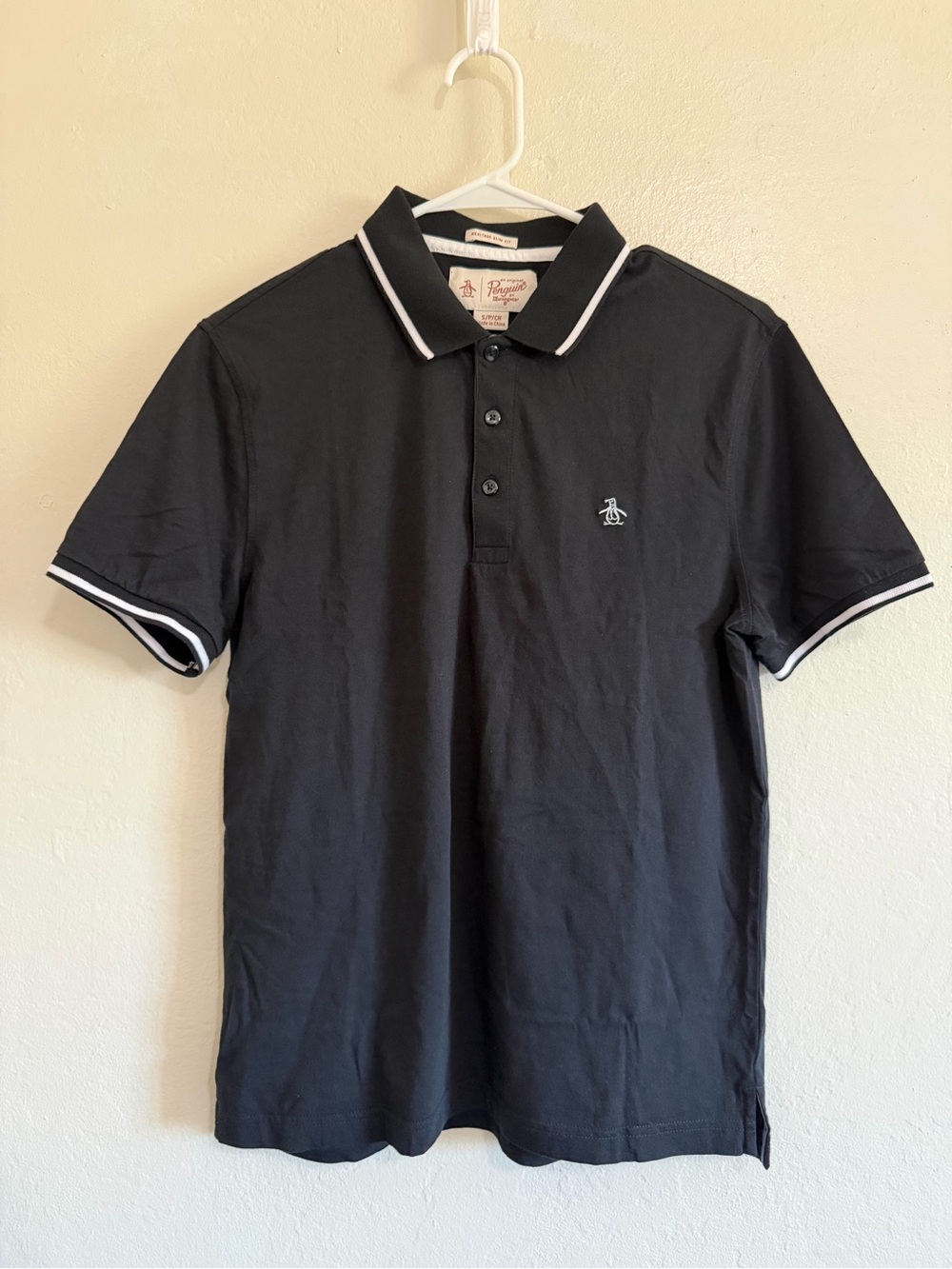 Original Penguin Y2K Black Polo with White Trim